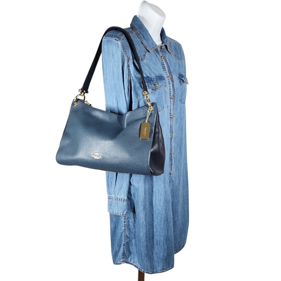 COACH MIA PEBBLE LEATHER SNAKE EMBOSSED STRAPS SHOULDER/CROSSBODY BAG - Picture 6 of 12